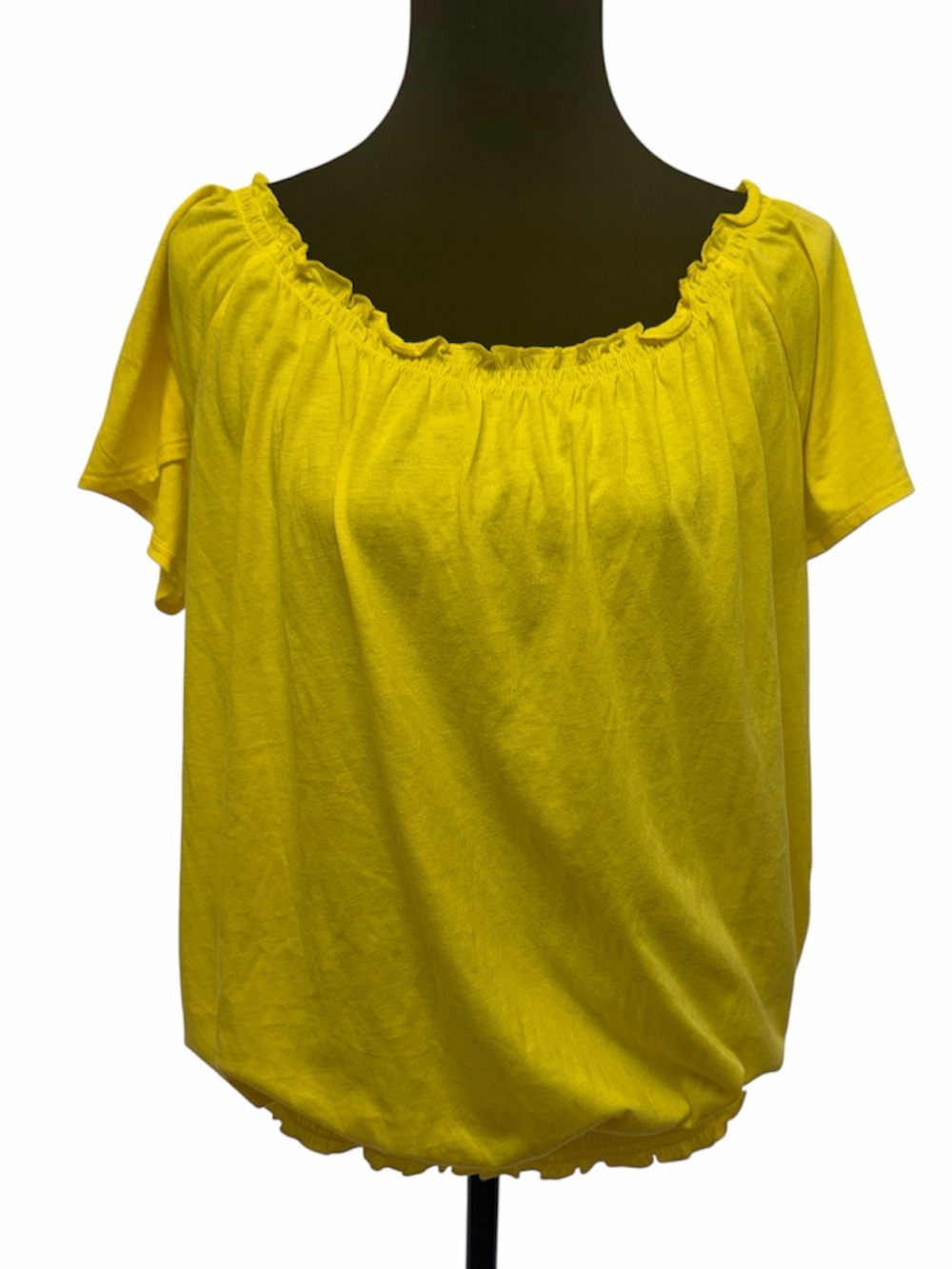 Fashion Bug Yellow Off Shoulder Blouse Short Sleeve Summer Top NWT